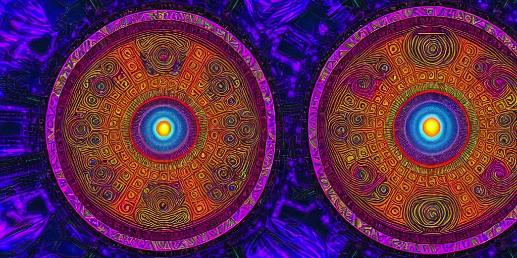 Prompt: dmt visions, eye of horace, sacred geometry, time elves, psychedelic architecture, soul frequency, 8 k resolution, highly detailed,