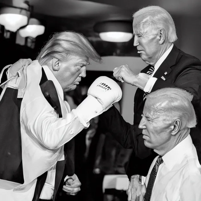 Image similar to trump and biden boxing matcha, b & w detailed sharp photo