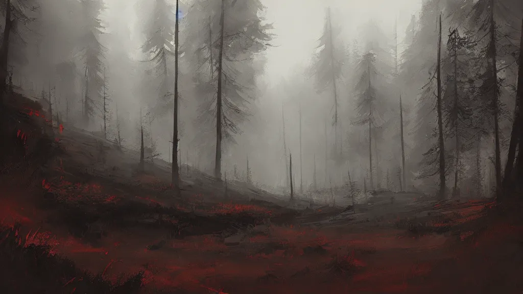 Prompt: forest landscape, papyrus, watercolored, jakub rozalski, dark colours, dieselpunk, artstation