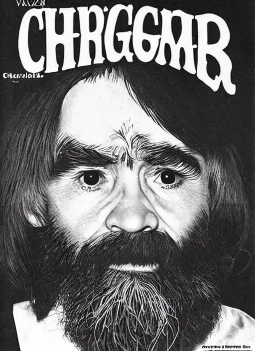 Image similar to vintage magazine advertisement depicting charles manson as a muppet