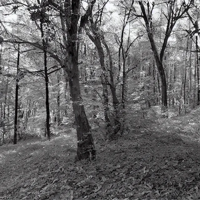 Prompt: trailcam nighttime infrared footage of human fright long-limbed gaunt haunt