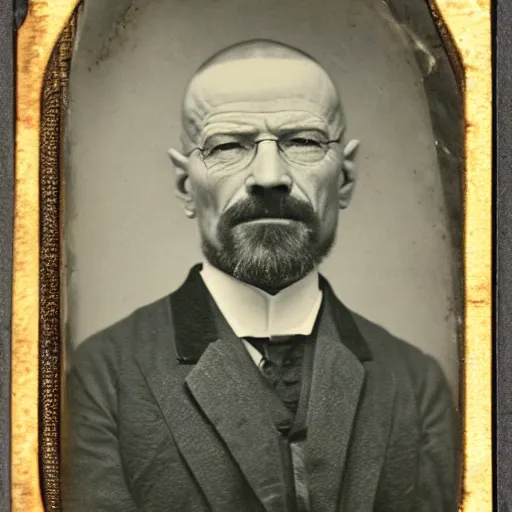 Prompt: tintype photo of walter white, 1 8 8 0 s