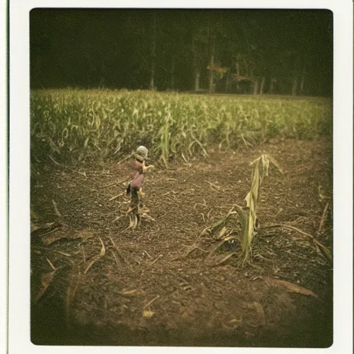 Image similar to corn grew legs and ran away, real polaroid