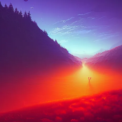 Prompt: a surreal landscape by by alena aenami and beeple