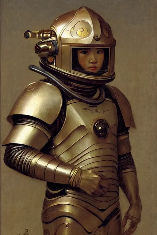 Prompt: portrait of a astronaut is a chinese dragon in armor and helmet, majestic, solemn, symmetrical, detailed intricate, hyper realistic, by bouguereau