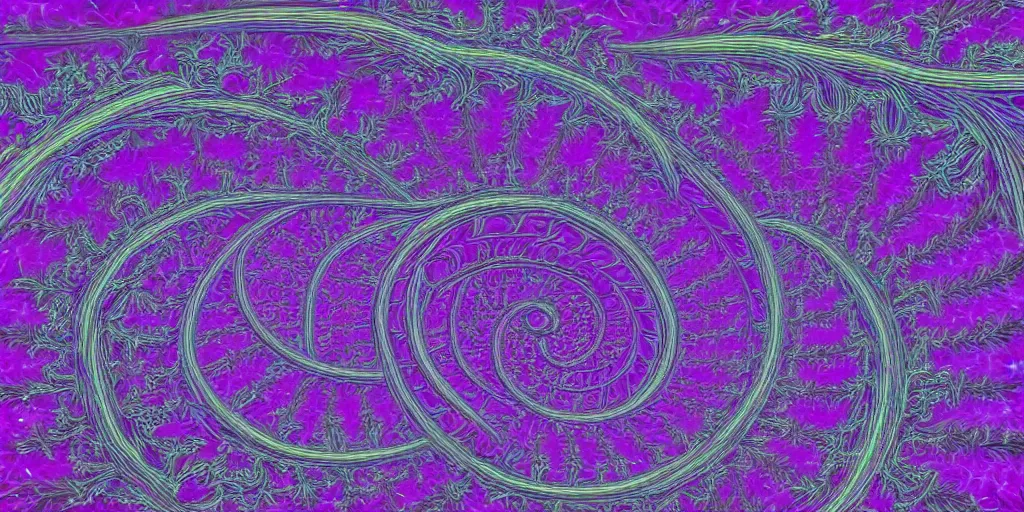Prompt: mystical fractal pattern that is weaving in the shape of a spiral - h 1 0 2 4