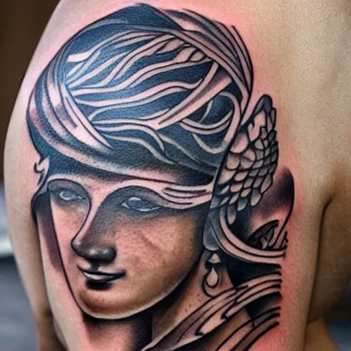 Image similar to arm tattoo of a greek mural