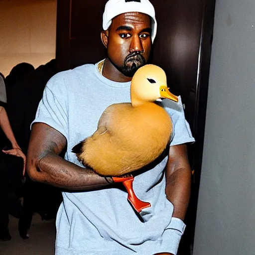 Image similar to kanye west holding a duck