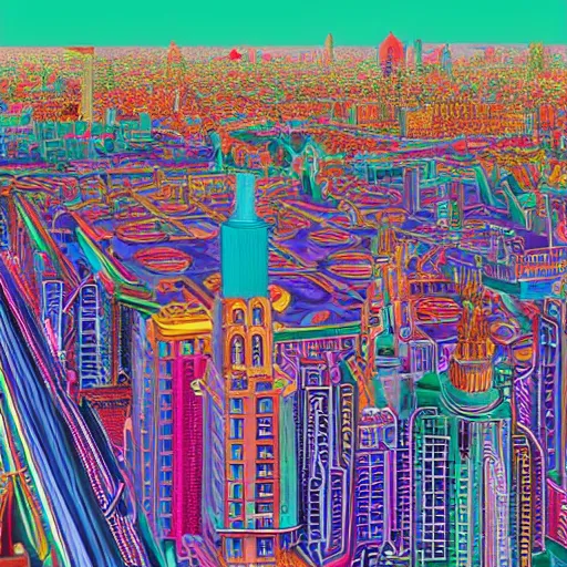 Image similar to metropolitan city made entirely of play - doh, extreme realism, extremely detailed digital painting, highly detailed, abstract, 1 9 2 0's colored pencil art style, deep aesthetic, 8 k, highly ornate intricate details, cinematic lighting, rich colors, digital artwork, ray tracing, hyperrealistic, photorealistic, cinematic landscape, trending on artstation, concept art,