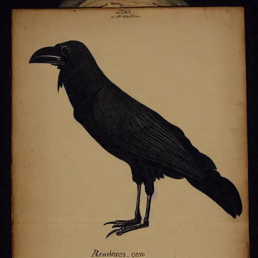 Prompt: a 1 8 0 0 s scientific diagram of a raven