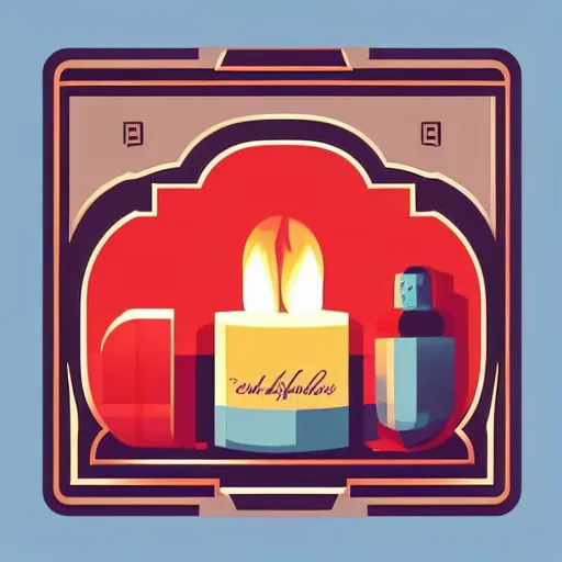 Image similar to retro illustration with a set of beautiful scented candles, an art deco painting by tom whalen, trending on behance, art deco, digital illustration, storybook illustration, grainy texture, flat shading, vector art, airbrush, pastel, watercolor, poster