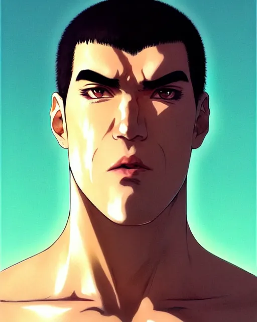 Prompt: portrait Anime guy as Nikolai Valuev. fine-face, pretty face, realistic shaded Perfect face, fine details. Anime. realistic shaded lighting by Ilya Kuvshinov katsuhiro otomo ghost-in-the-shell, magali villeneuve, artgerm, rutkowski, WLOP Jeremy Lipkin and Giuseppe Dangelico Pino and Michael Garmash and Rob Rey Muscled brutal