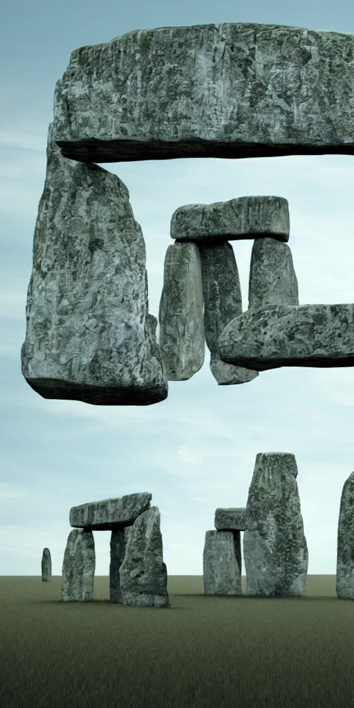 Prompt: stonehenge lintels hovering high in the air, concept art