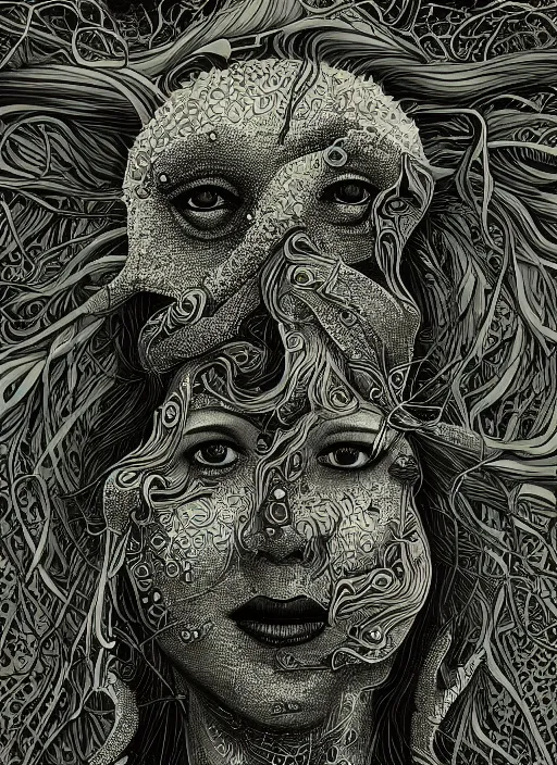 Image similar to Squid goddess painting by Dan Hillier, trending on artstation, artstationHD, artstationHQ, 4k, 8k