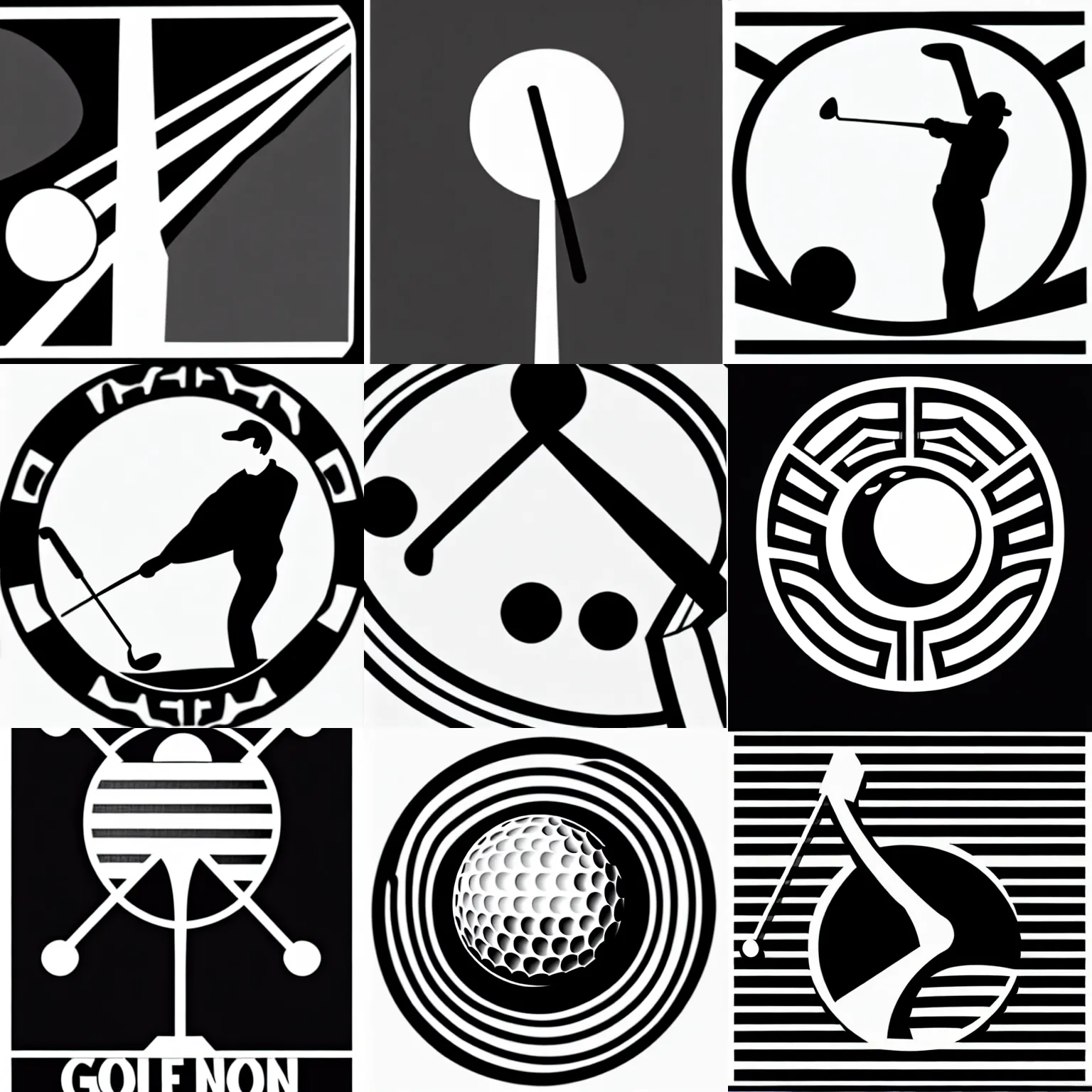 Prompt: modern black and white vector, golf, svg concept art