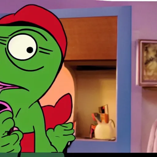 Prompt: frame from the pepe friends tv series