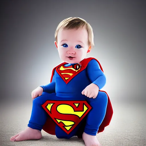 Image similar to realistic baby superman, photograph