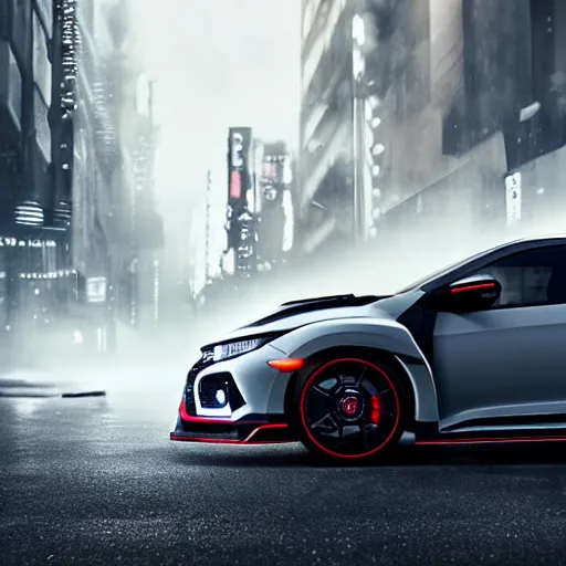 Prompt: civic type R made in 2049 futuristic bladerunner