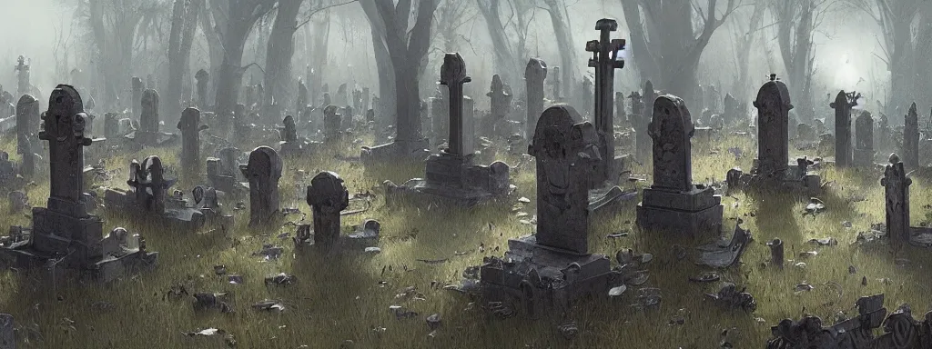 Image similar to a graveyard of skulls, greg rutkowski