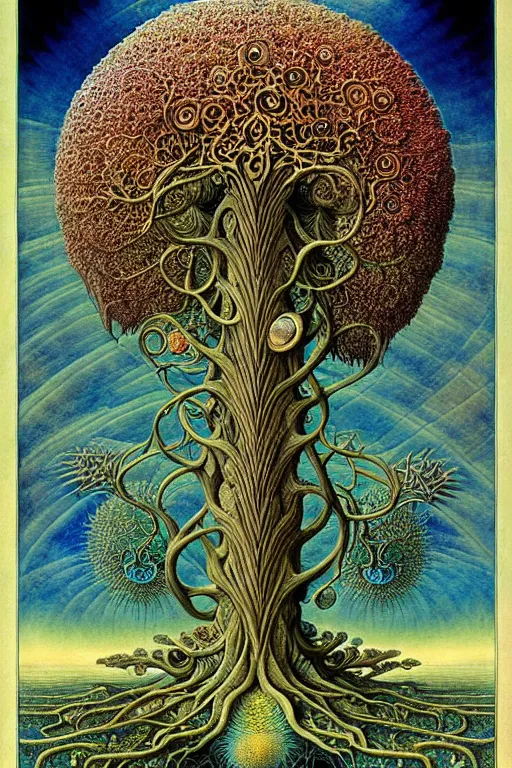 Image similar to tree of life by roger dean and andrew ferez, art forms of nature by ernst haeckel, divine chaos engine, symbolist, visionary, art nouveau, botanical fractal structures, organic, detailed, realistic, surreality