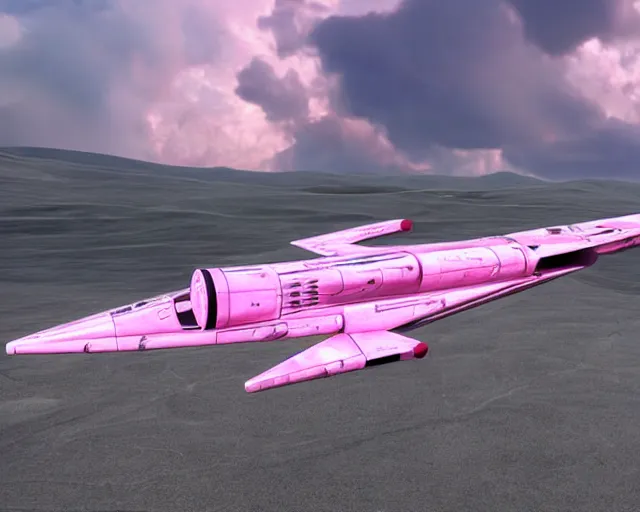 Image similar to ultra realistic cgi of a star wars podracer with pink anime livery, 4k, render