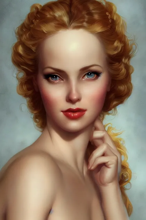 Image similar to a portrait of lara parker as angelique by charlie bowater and anna dittmann and gil elvgren.