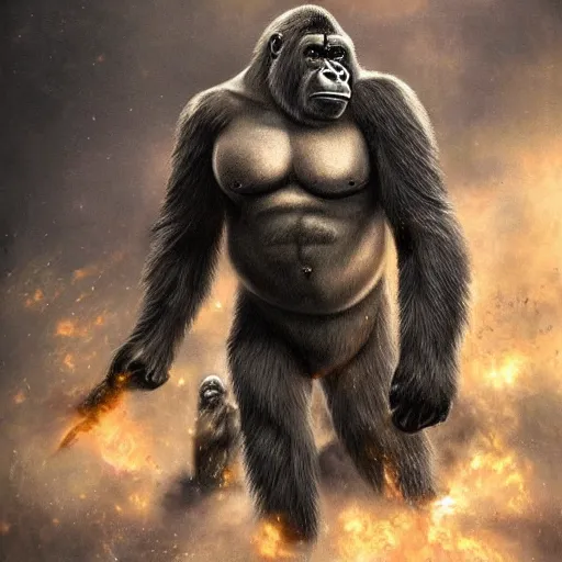 Prompt: a gorilla in a suit of armor, fantasy art, detailed, realistic, cinematic