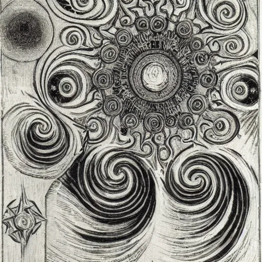 Image similar to divine chaos engine by vincent van gogh and ernst haeckel, symbolist, visionary
