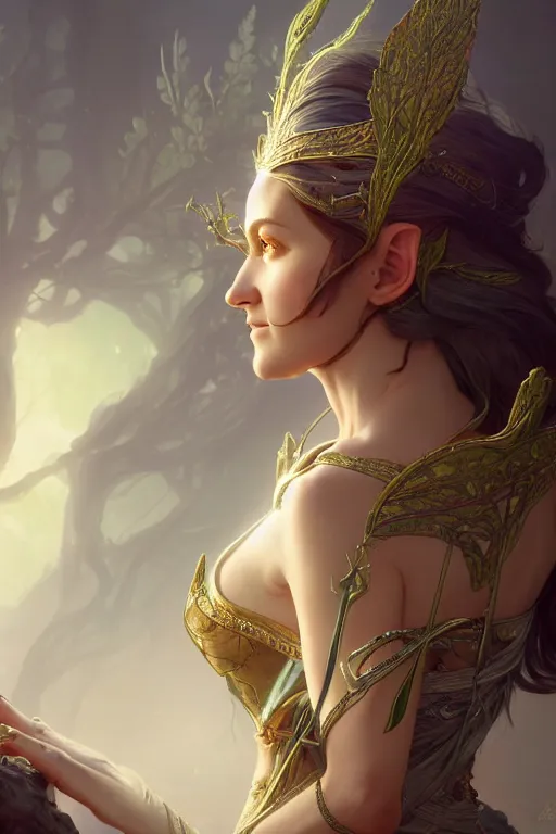 Prompt: beautiful elven princess, accurate anatomy, only two hands, highly detailed, digital painting, artstation, concept art, smooth, sharp focus, illustration, Unreal Engine 5, 8K, art by zeronis and greg rutkowski and alphonse Mucha