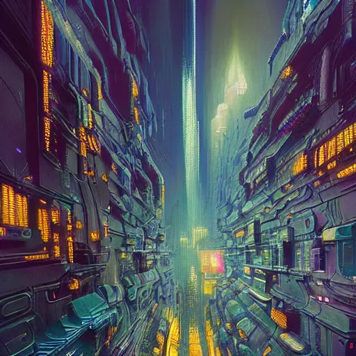 Prompt: Hyperdetailed render of A beautiful painting of Fractal abstract painting of cyberpunk landscape city in blue-purple-orange color scheme in I can\'t believe how detailed this is. by greg rutkowski, Trending on artstation Taro card, cubism brutalism architecture, Lava Canyons, magma burst, little crystals everywhere. Bladerunner 2049 concept art