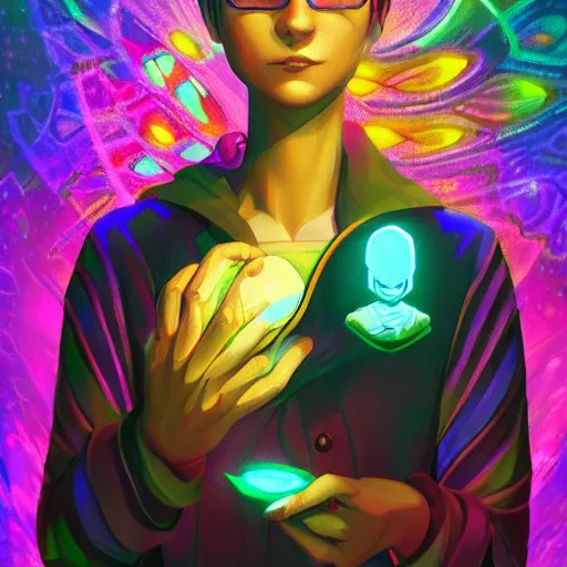 Image similar to skill magic geek inside matrix deepdream radiating a glowing aura stuff loot legends stylized digital illustration video game icon artstation lois van baarle, ilya kuvshinov, rossdraws,