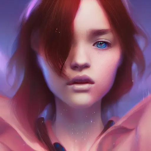 Image similar to A Stunning portrait of teen girl, art by Ross tran, vivid color palette, digital painting, 3D, octane render, post process in Photoshop, highly detailed, particles, light effect, volumetric lighting