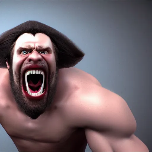 Prompt: a 3 / 4 portrait of a crazy eyed hercules yelling, by antonio mello, 3 d nft, cgsociety, rendered in maya