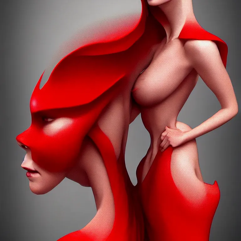 Image similar to epic professional digital art portrait of gorgeous thin white woman with perfect face in armoured red dress, detailed, by wayne haag, reyna rochin, iris van herpen, artstation, cgsociety, epic, stunning, gorgeous, much wow.