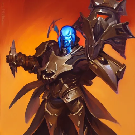 Image similar to greg manchess portrait painting of armored ainz ooal gown aka momon as overwatch character, medium shot, asymmetrical, profile picture, organic painting, sunny day, matte painting, bold shapes, hard edges, street art, trending on artstation, by huang guangjian and gil elvgren and sachin teng