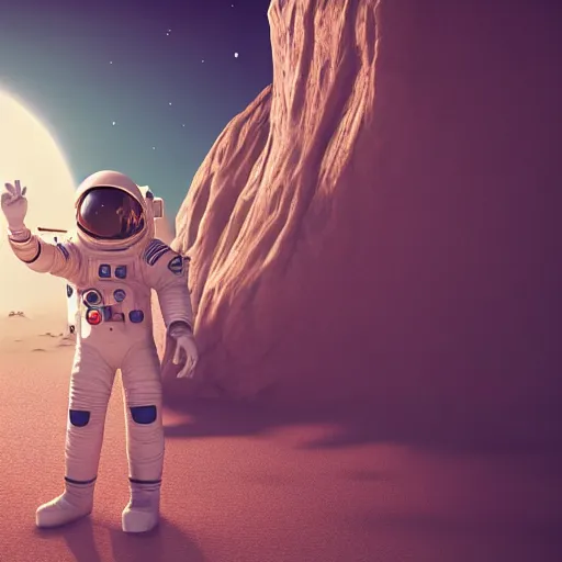 Prompt: an astronaut in sand beach, pixiv, instagram photo, 8 k, octane render, unreal engine 5, cinematic, full hd, ultra realistic, ultra detailed, 8 k 3 d