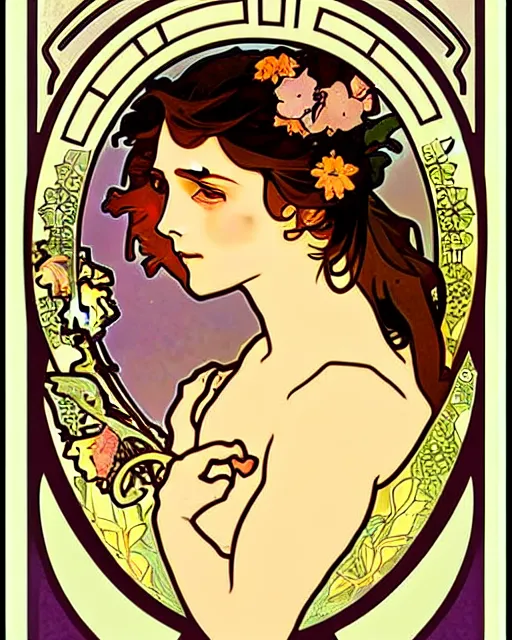 Image similar to an alphonse mucha style image frame