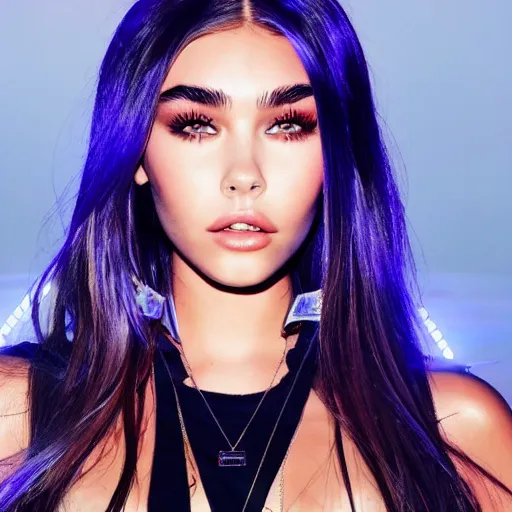 Image similar to madison beer a an intergalactic popstar dancing on a planet, render, blender render, unity render, 4 k wallpaper, art station trending, artstation 4 k coherent, coherent, 4 k, detailed, hyperdetailed, artifact - free, completely coherent, sharp, madison beer