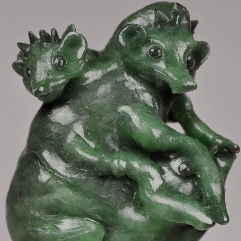 Prompt: carefully crafted jade statue of hedgehog