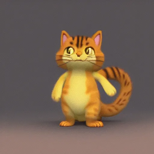 Image similar to garfield the cat as a pokemon, cgi