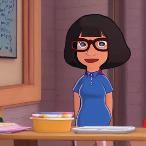 Image similar to A still of Tina Belcher in a Pixar movie