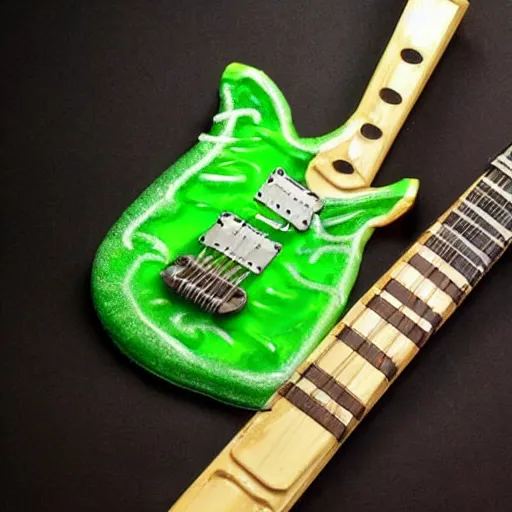 Prompt: an electric guitar made entirely out of gelatinous goo