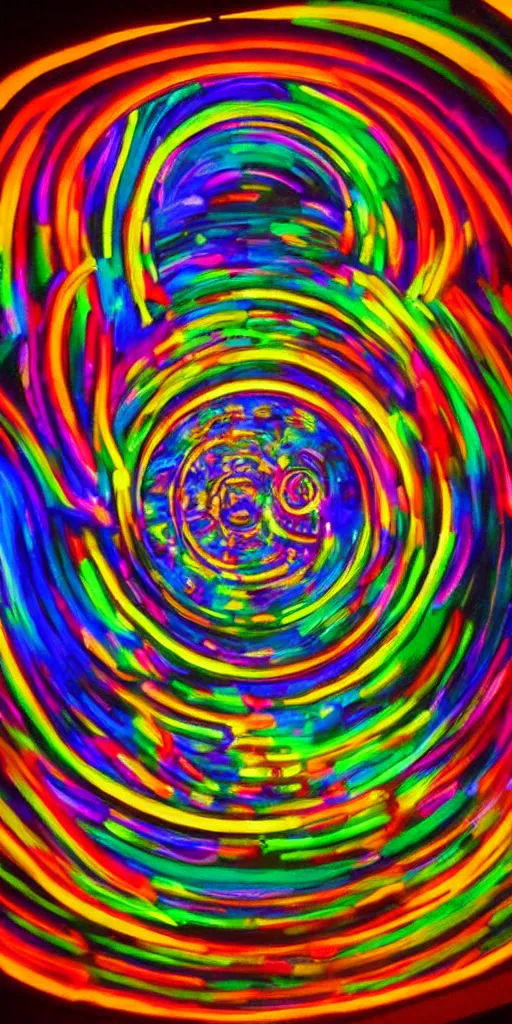 Image similar to a beautiful painting of a stargate by takashi murakami 8 k particulate neon light film grain