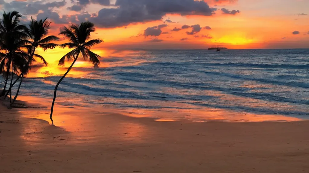 Image similar to A beach with a beautiful sunset
