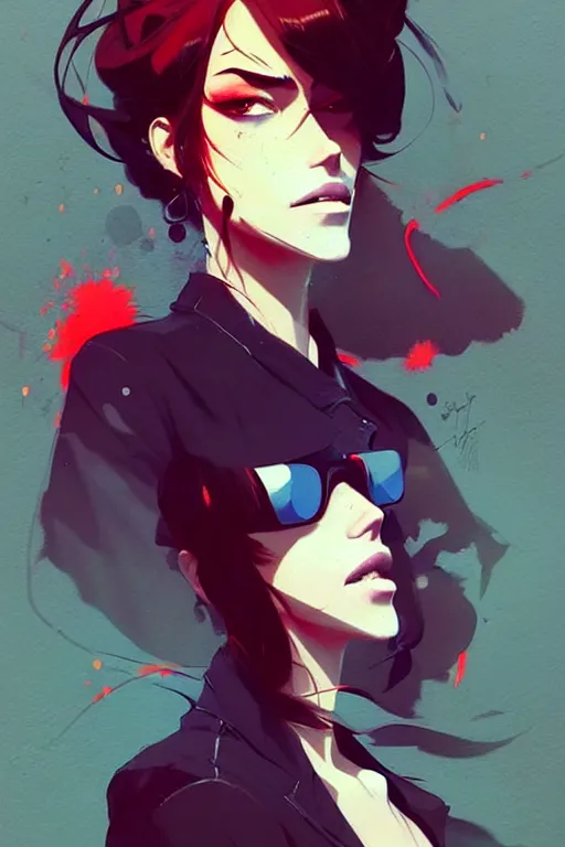 Image similar to a ultradetailed beautiful panting of a stylish gangster woman, by conrad roset, greg rutkowski and makoto shinkai, trending on artstation