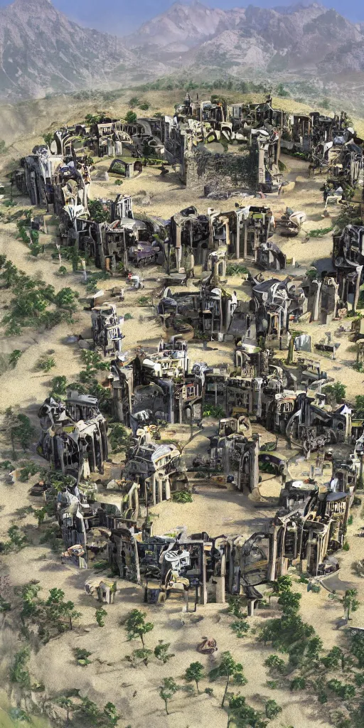 Image similar to the solarpunk citadel of goats