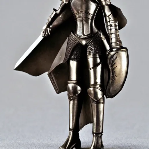 Image similar to girl with medieval armor sad mart city of night series figurine toy design