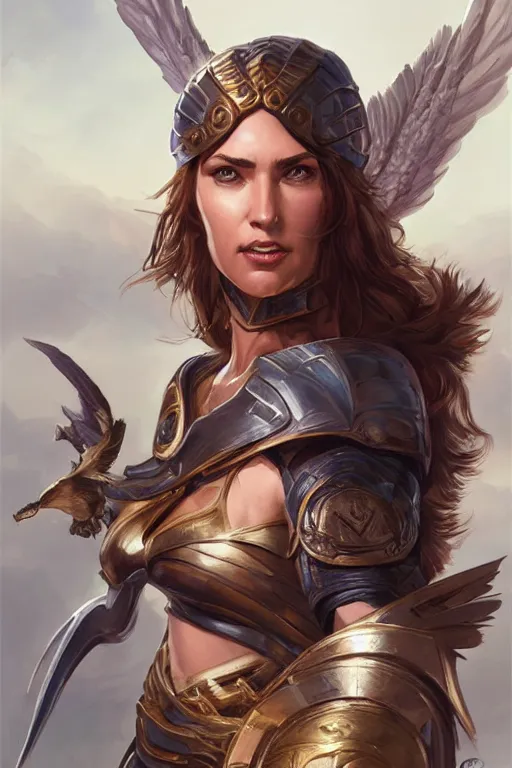 Image similar to amazon valkyrie athena, d & d, fantasy, portrait, highly detailed, headshot, digital painting, trending on artstation, concept art, sharp focus, illustration, art by artgerm and greg rutkowski and magali villeneuve