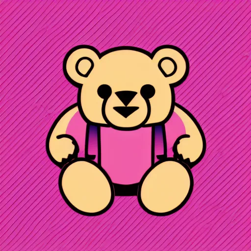 Image similar to iconic vector logo of cute cuddly pink bear with a podcast microphone, melodic, headphones, music, streaming, dreamy, isometric, adorable, octane render, golden ratio, 4k UHD, iconic design