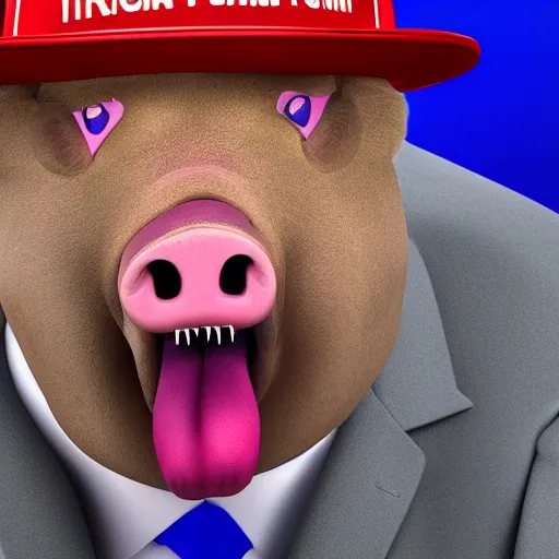 Image similar to if donald trump was a pig, ultra detailed, hyper realistic, studio lighting, 8 k, 5 0 mm lens, cinematic